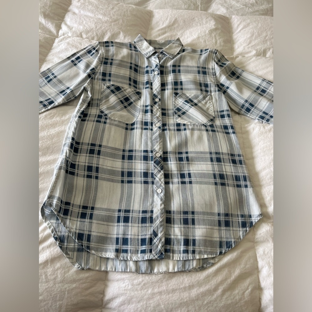 Rails Chambray Plaid Button Down Long Sleeve Shir… - image 2